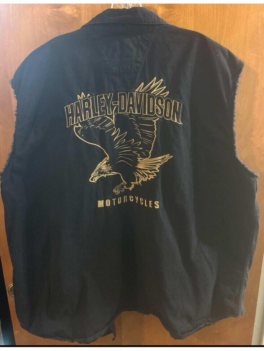 Official Harley Davidson Black and Gold Sleeveless Vest Shirt 3XL Embroidered